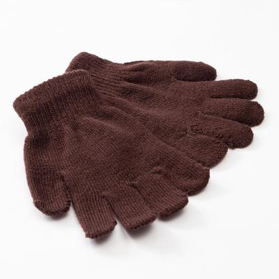 Перчатки детские MINAKU "Однотонные",цв. коричневый, р-р 15 (6-8 лет)