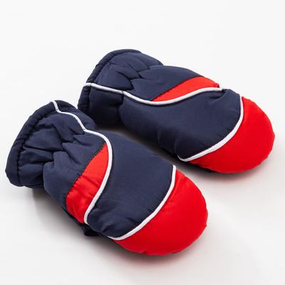 Варежки зимние детские MINAKU, синий/красный, размер 15 (16 см)