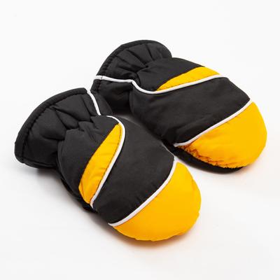 Варежки зимние детские MINAKU, чёрный/оранжевый, размер 15 (16 см)