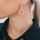 Серьги со стразами «Бесконечность» два круга, цвет белый в золоте - фото 25617173