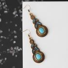 Серьги под натуральный камень «Бирюзовый мир» коса, голубые в чернёном золоте - Фото 1