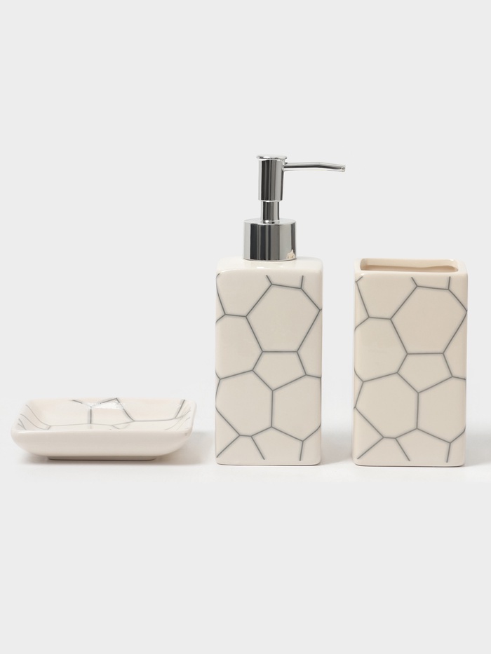 Аксессуары для ванной «Жираф», 3 предмета: мыльница, дозатор для мыла 360 мл, стакан 360 мл - Фото 1