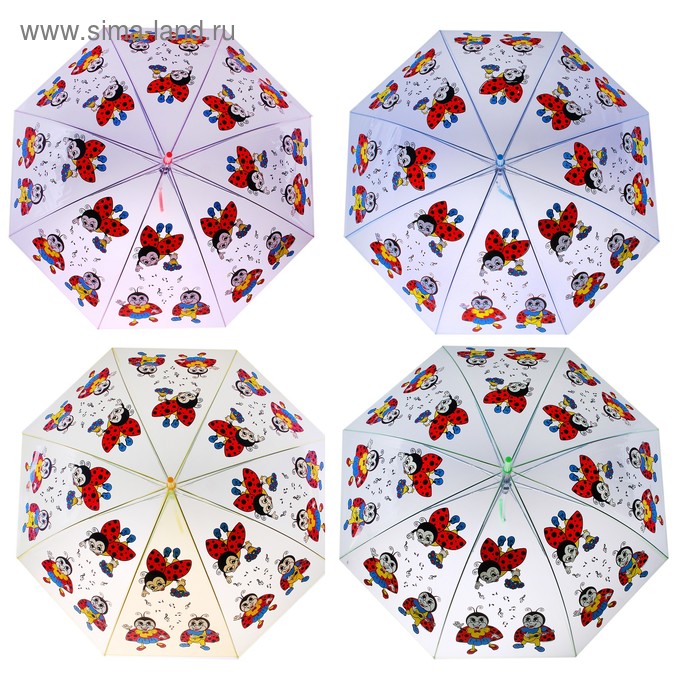 Зонт детский "Божьи коровки", полуавтоматический, r=45см, цвет МИКС - Фото 1