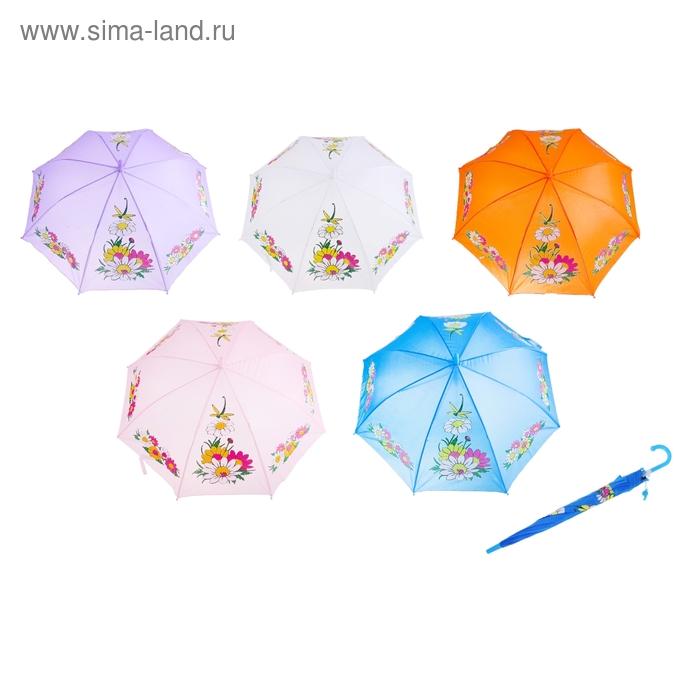 Зонт детский "Букетик", полуавтоматический, со свистком, r=43,5см, цвет МИКС - Фото 1