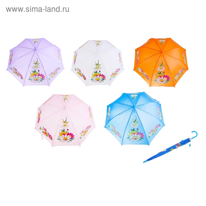 Зонт детский "Букетик", полуавтоматический, со свистком, r=43,5см, цвет МИКС - Фото 1
