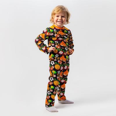 Пижама для мальчика, цвет тёмно-синий/мяч, рост 110 см