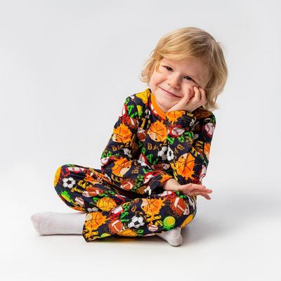 Пижама для мальчика, цвет тёмно-синий/мяч, рост 110 см