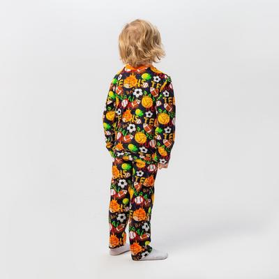 Пижама для мальчика, цвет тёмно-синий/мяч, рост 110 см