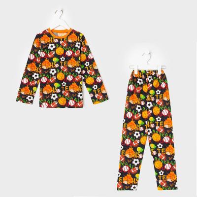 Пижама для мальчика, цвет тёмно-синий/мяч, рост 110 см