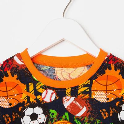 Пижама для мальчика, цвет тёмно-синий/мяч, рост 110 см