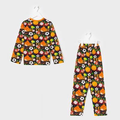 Пижама для мальчика, цвет тёмно-синий/мяч, рост 110 см