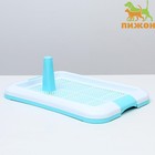 Туалет для собак с сеткой и столбиком, 45 х 35 х 4,5 см, голубой - Фото 1