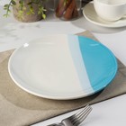 Тарелка «Полоски», d=21 см, цвет белый с синим, фарфор - Фото 2