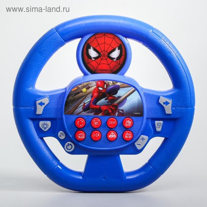 Музыкальный руль «Супер герой» Человек-паук, синий, звук, работает от батареек - Фото 1