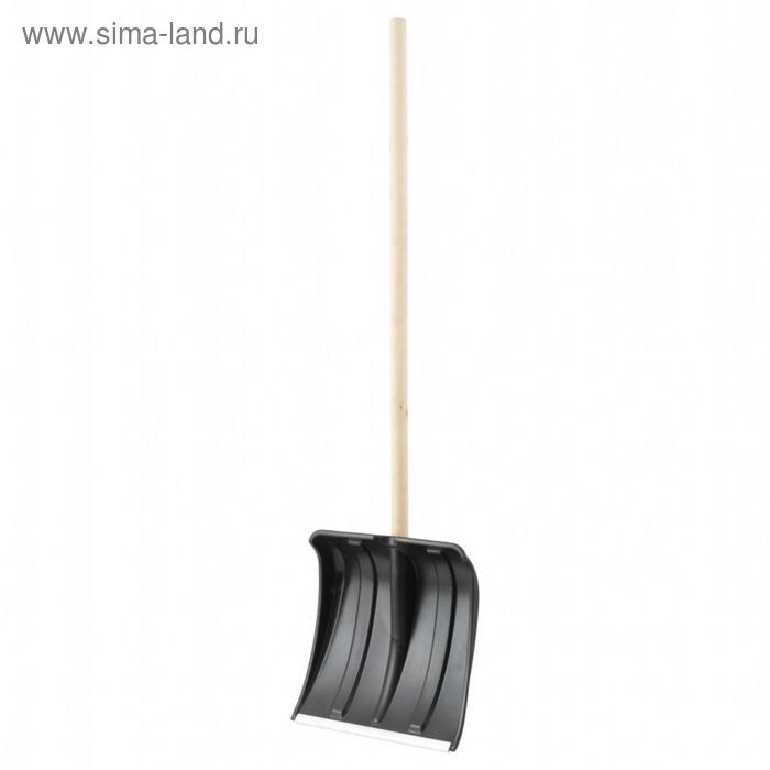 Лопата пластиковая, ковш 380 × 385 мм, с планкой, деревянный черенок - Фото 1