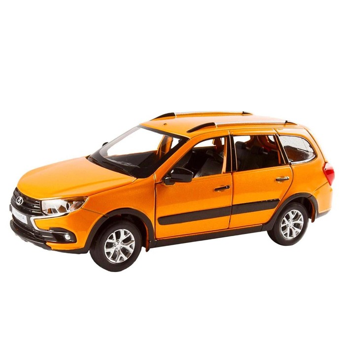 Машина металлическая Lada Granta Cross 1:24, открываются двери, капот, багажник, световые и звуковые эффекты, цвет оранжевый - фото 1905713893