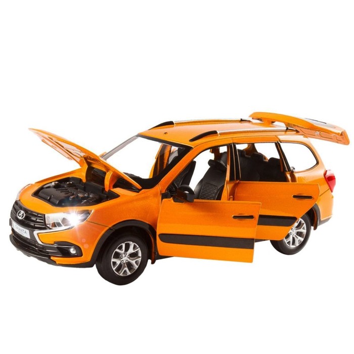 Машина металлическая Lada Granta Cross 1:24, открываются двери, капот, багажник, световые и звуковые эффекты, цвет оранжевый - фото 1905713894