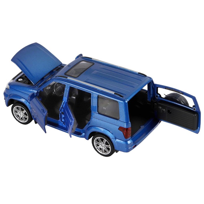 Машина металлическая «УАЗ Patriot» 1:26, открываются двери световые и звуковые эффекты, инерция цвет тёмно-синий металлик - фото 1905713905