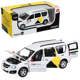 Машина металлическая «Lada Largus Яндекс Такси» 1:24, открываются двери, капот, озвученная, цвет белый