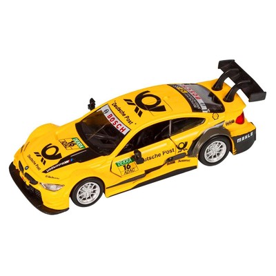Машина металлическая BMW M4 1:44, инерция, открываются двери, цвет жёлтый