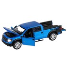 Машина металлическая Ford F-150 SVT Raptor 1:34, инерция, световые и звуковые эффекты, открываются двери, капот, цвет синий - Фото 2