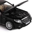 Машина металлическая Mercedes-Benz S600, 1:32, инерция, световые и звуковые эффекты, открываются двери, капот, багажник, цвет чёрный - Фото 8