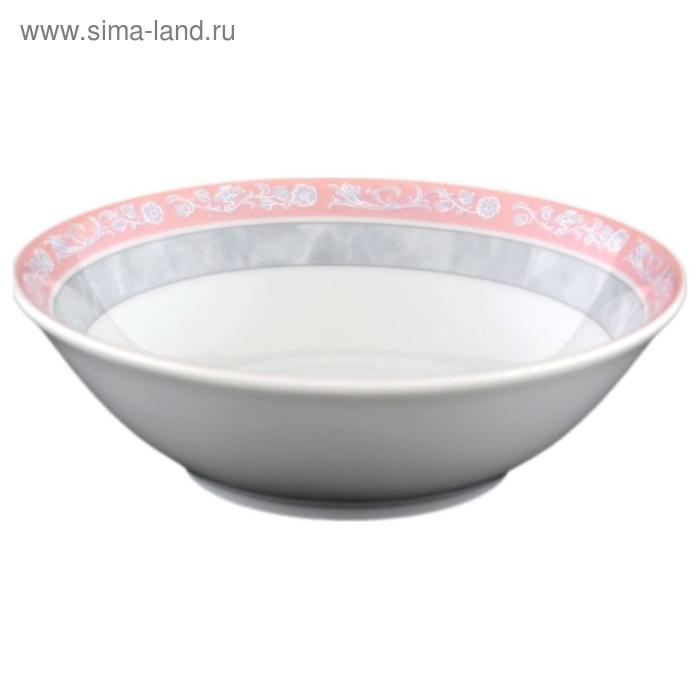 Салатник круглый Jana, декор «Серый мрамор с розовым кантом», 13 см
