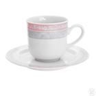 Чашка 215 мл с блюдцем 150 мм высокая Jana, декор «Серый мрамор с розовым кантом» - фото 295035712