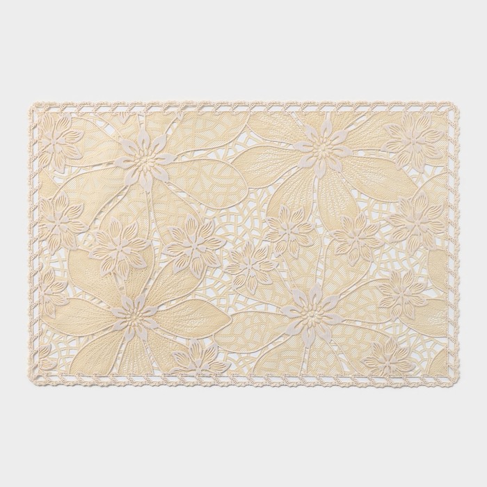 Салфетка ажурная для стола «Нежность. Астры», 45×30 см, бежевая - Фото 1