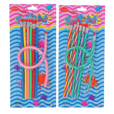 Набор карандашей чернографитных, гнущиеся, с ластиками, 7 шт., на блистере, МИКС