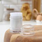 Зубочистки пластиковые, набор 190-200 шт., с щеточкой для удаления зубного налета, белые - Фото 2