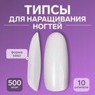 Типсы для наращивания ногтей, 500 шт., форма овал, в пакете, 10 размеров, молочные - Фото 1