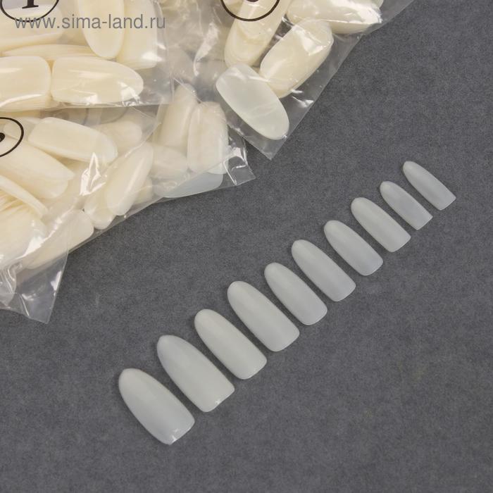 Типсы для наращивания ногтей, 500 шт, форма овал, в пакете, 10 размеров, цвет молочный - Фото 1