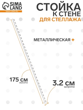 Стойка к стене для стеллажа, 1750 мм, цвет белый  (артикул 5414557)  большой выбор товаров оптом и в розницу по низким ценам с доставкой
