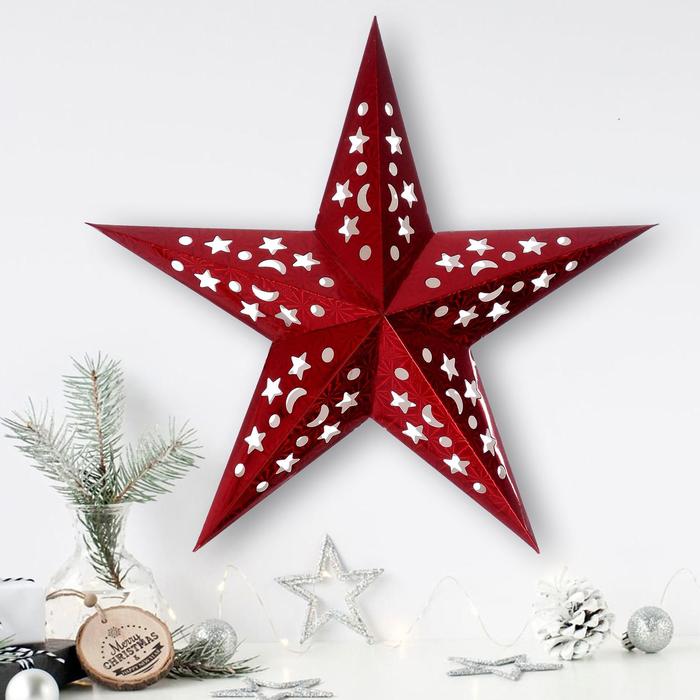 Звезда интерьерная с гирляндой «Бой курантов», 45 × 45 см