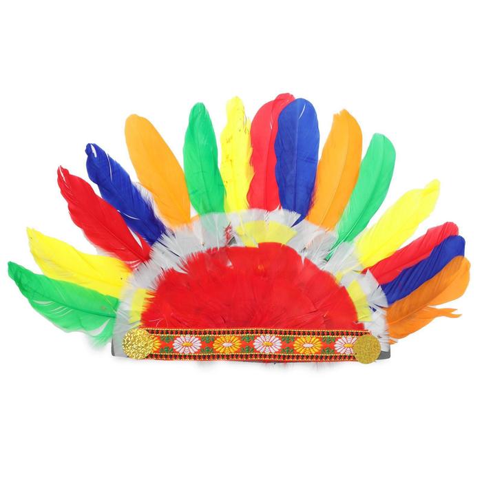 Головной убор «Индеец» из цветных перьев - Фото 1