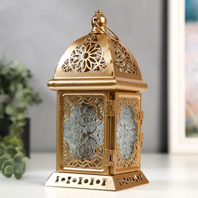 Металлический подсвечник на 1 свечу «Фонарик. Сахара», под золото, 21.5×10×10 см