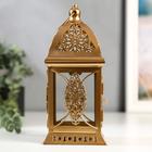 Подсвечник металл, стекло на 1 свечу "Фонарик. Фес" золото 21,5х9,7х9,7 см - фото 30301026