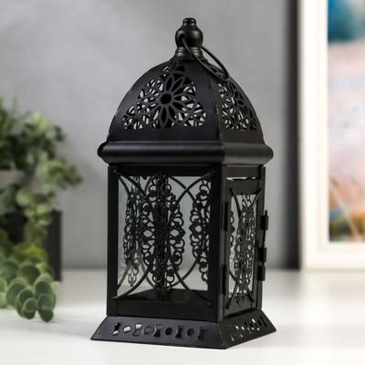 Металлический подсвечник на 1 свечу «Фонарик. Фес», чёрная, 21.5×9.7×9.7 см