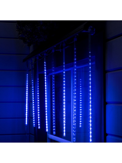 Гирлянда «Сосульки» 2.5×0.5 м, IP65, прозрачная нить, 288 LED, свечение синее с эффектом стекания, 12 В