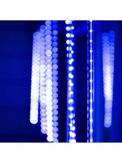 Гирлянда «Сосульки» 2.5×0.5 м, IP65, прозрачная нить, 288 LED, свечение синее с эффектом стекания, 12 В