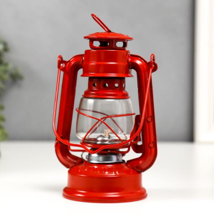Керосиновая лампа декоративная красный 9,7х12,5х11,5 см RISALUX - фото 1885089721