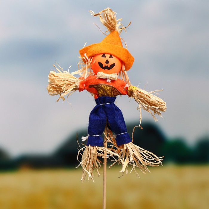 Огородное пугало «Тыква», 16 см, h=50 см, МИКС, Greengo - Фото 1