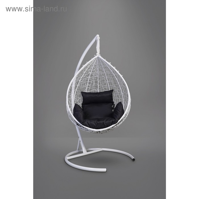 Подвесное кресло SEVILLA белое, черная подушка, стойка - Фото 1
