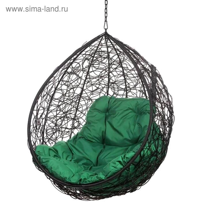 Кресло - кокон «Тропика», подвесное, с зелёной подушкой, чёрное - Фото 1