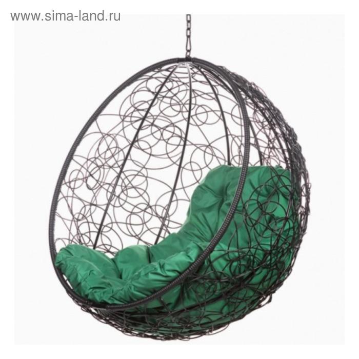 Кресло - кокон «Кокос», подвесное, с зелёной подушкой, чёрное - Фото 1