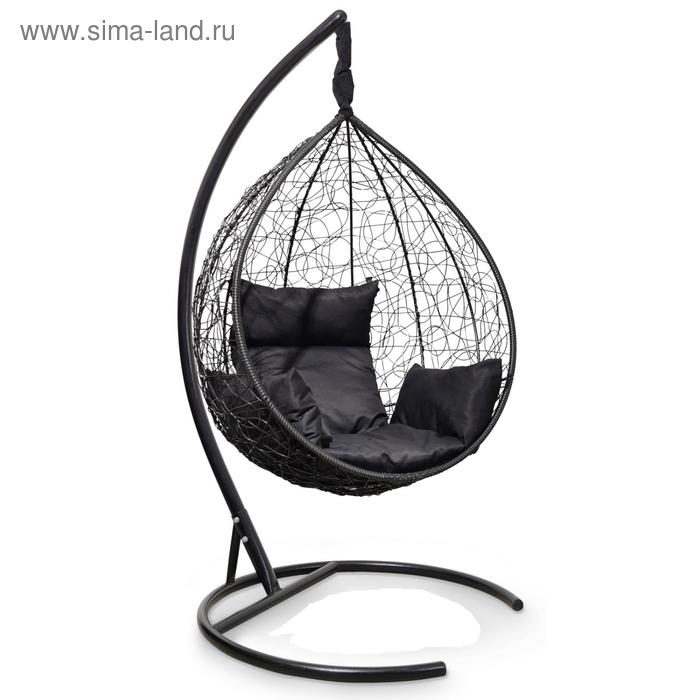 Подвесное кресло SEVILLA черное, черная подушка, стройка - Фото 1