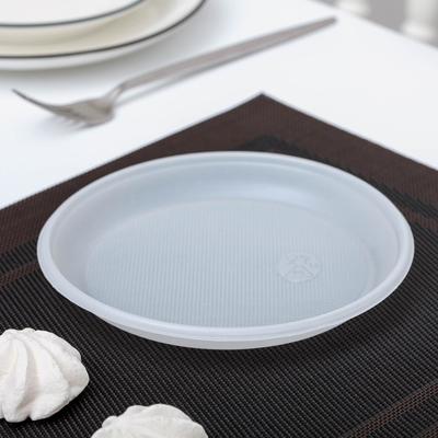 Набор пластиковых одноразовых тарелок, d=17 см, 10 шт, цвет белый