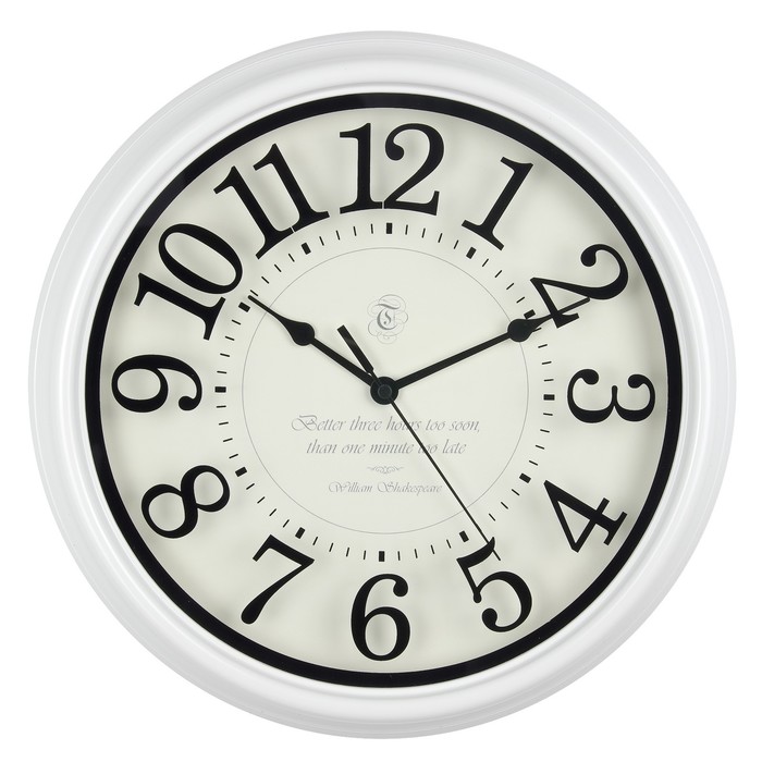 Часы настенные, серия: Классика, плавный ход, d=31 cм, белые - Фото 1