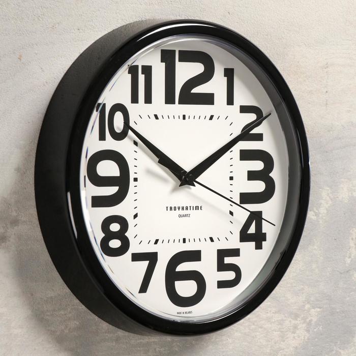 Часы настенные, серия: Классика, плавный ход, d=23 cм, черные - фото 1905714854